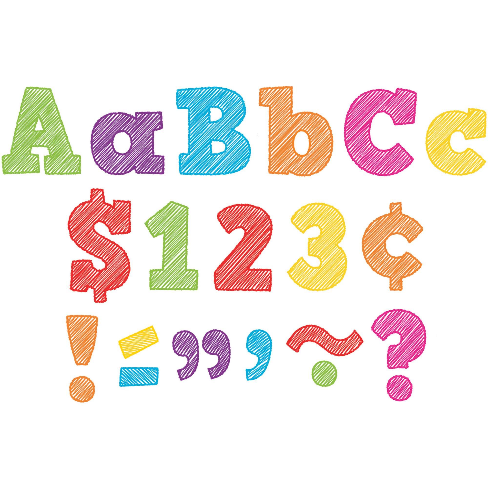 Teacher Created Resources® Scribble Bold Block 4" Letters Combo Pack, 230 Characters Per Pack, 3 Packs of 690